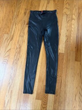 SPANX Black Glossy High-Waist Leggings